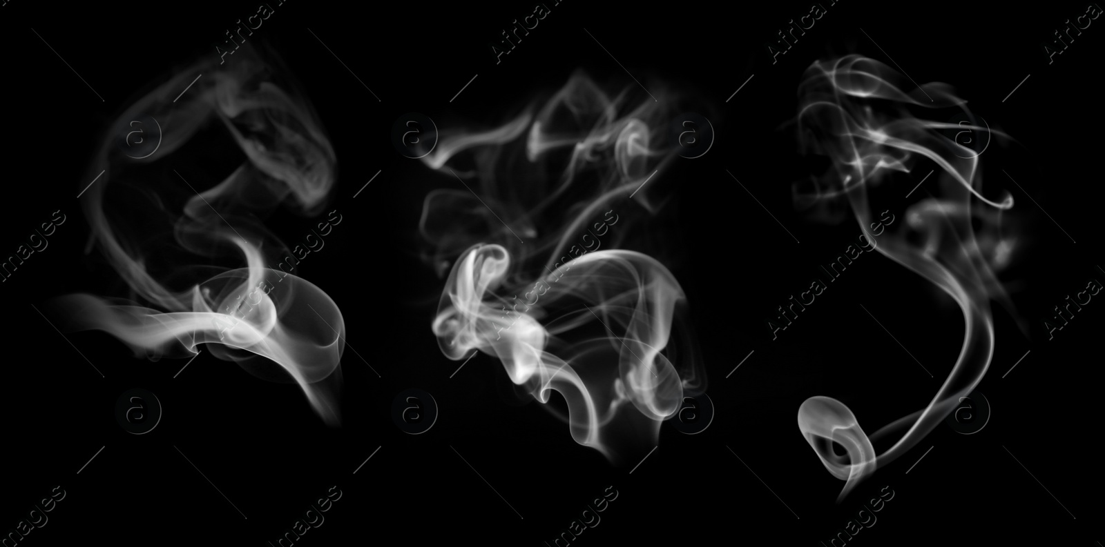 Image of Collection of white smoke on black background