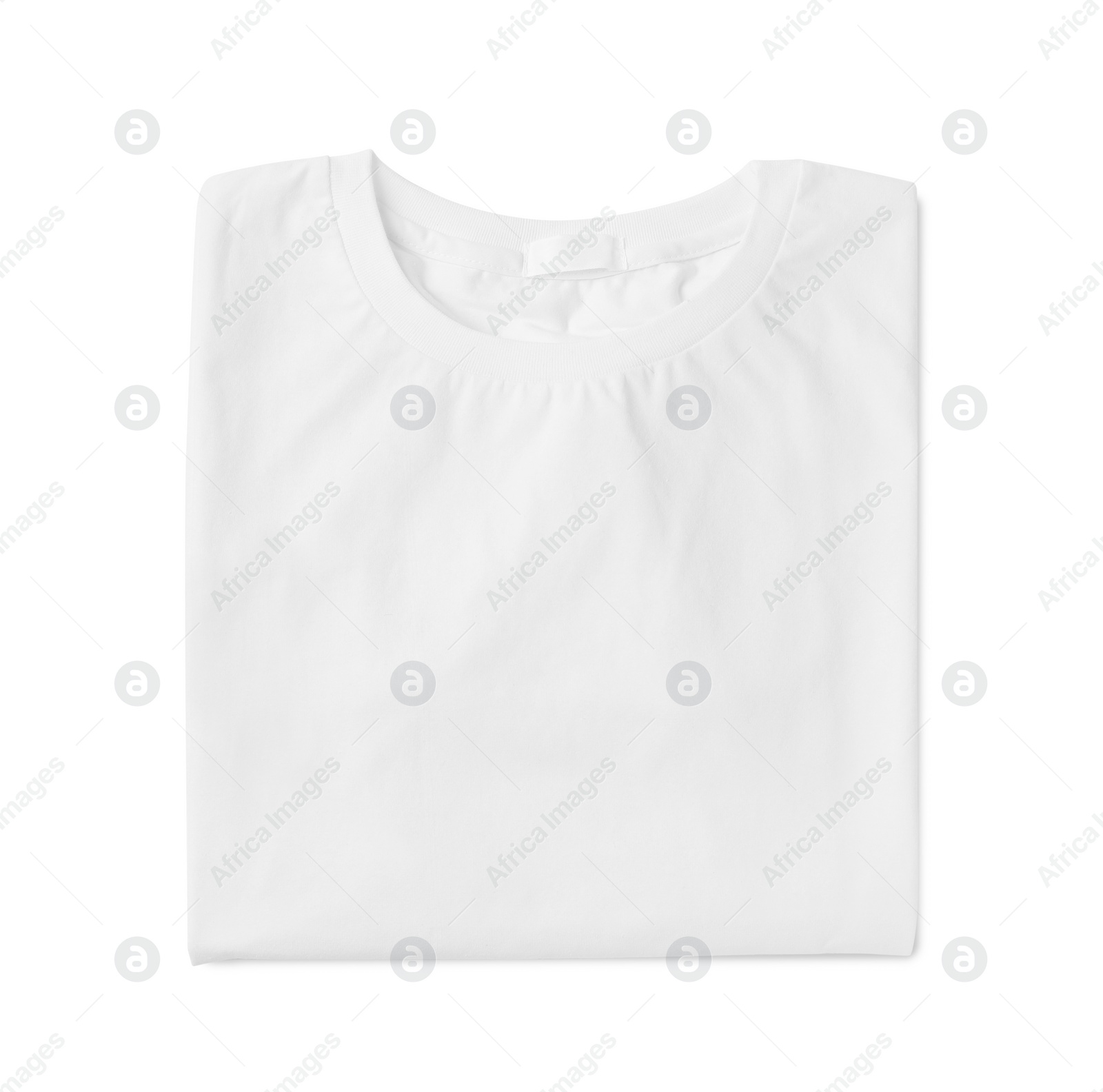 Photo of Stylish T-shirt isolated on white, top view
