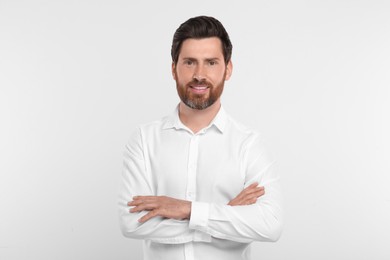 Portrait of handsome man on white background