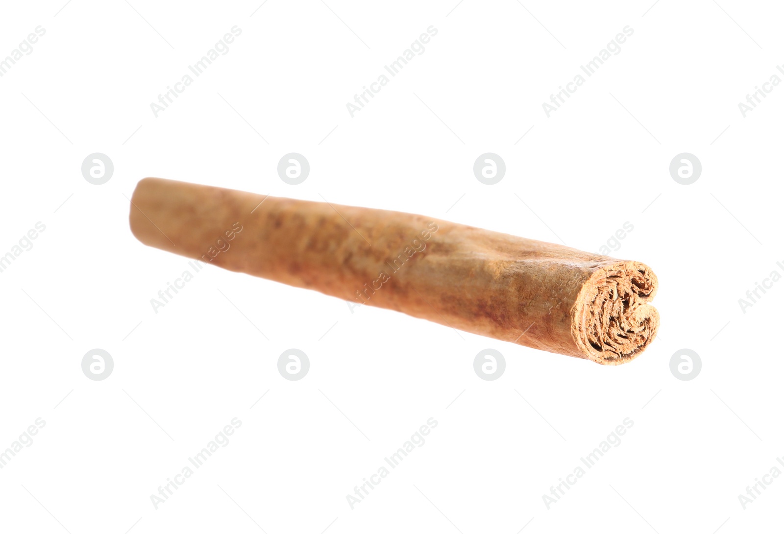 Photo of One aromatic cinnamon stick isolated on white