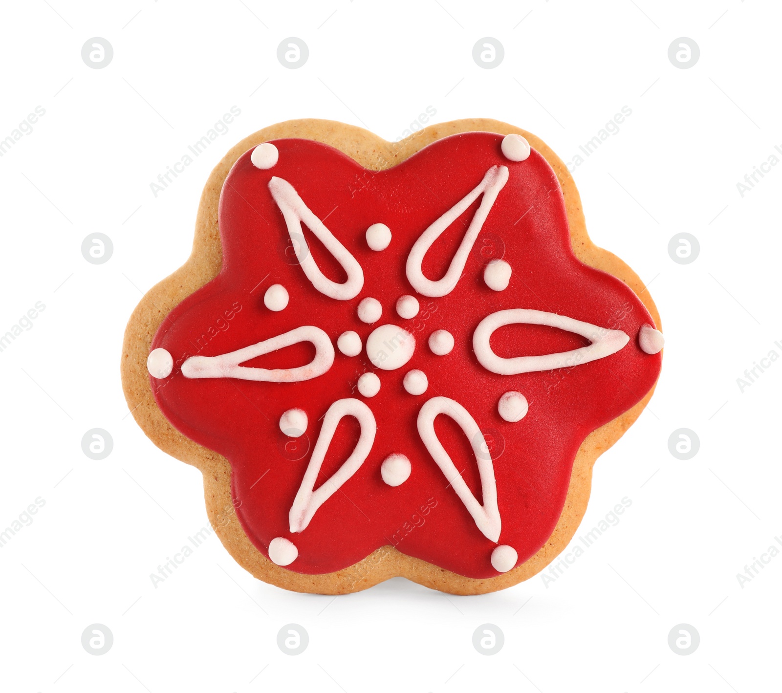 Photo of Tasty homemade Christmas cookie on white background