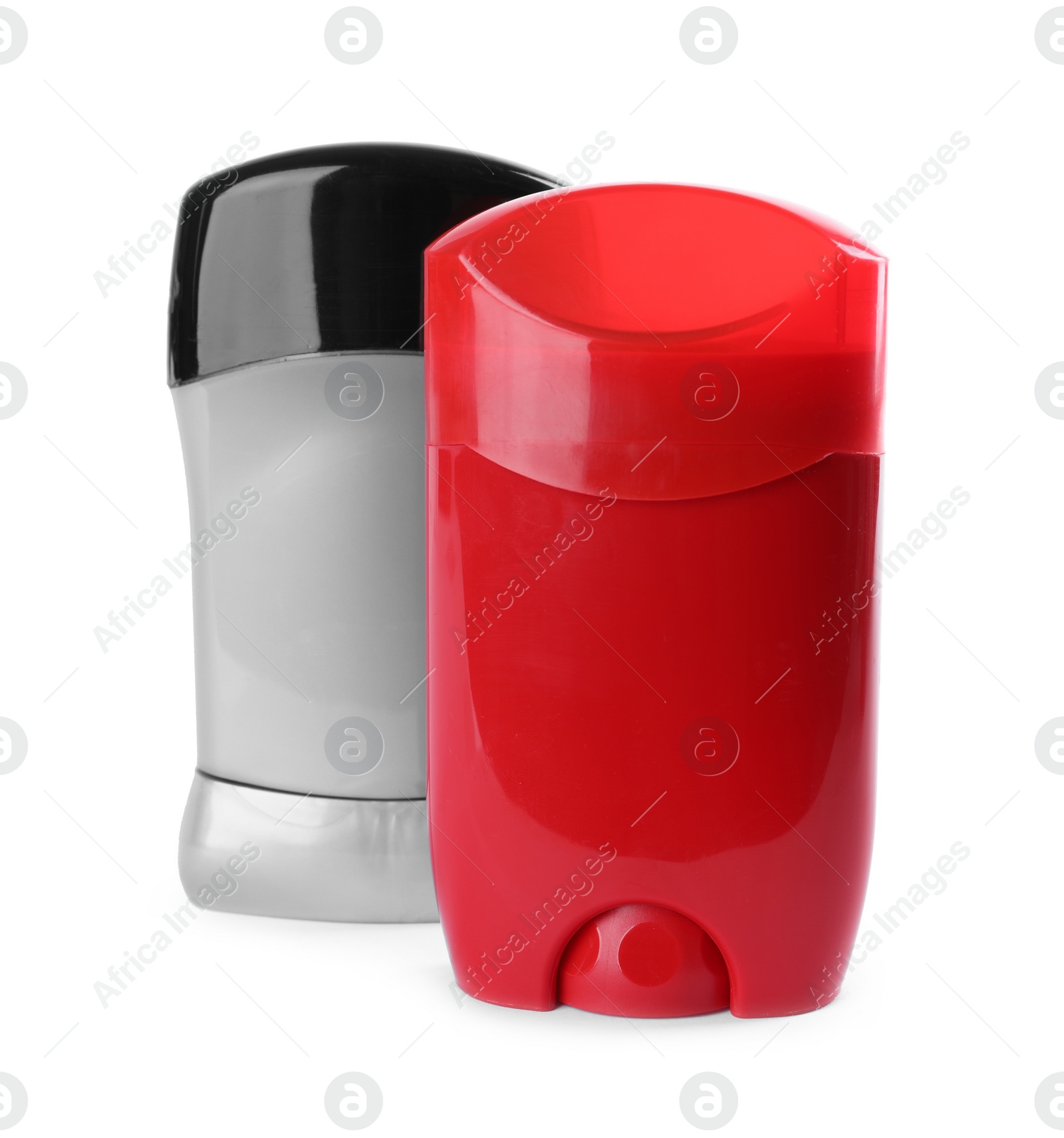 Photo of Natural male deodorants on white background. Skin care