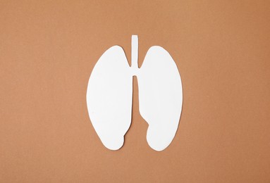 No smoking concept. Paper lungs on brown background, top view