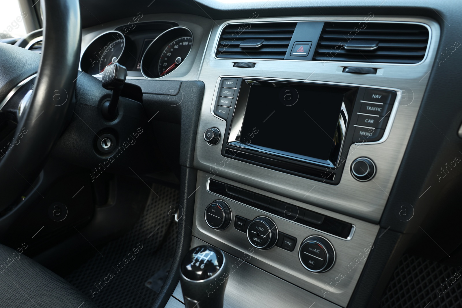 Photo of View of dashboard with vehicle audio in car