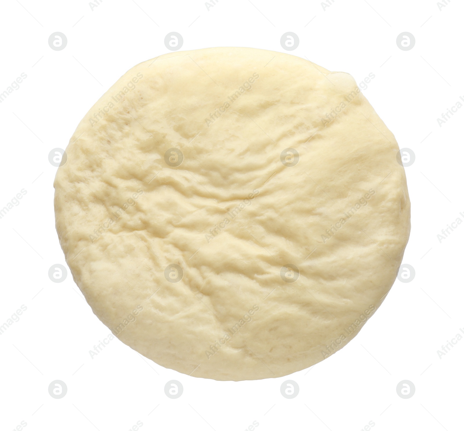 Photo of Fresh yeast dough for pastries isolated on white, top view