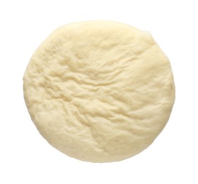 Fresh yeast dough for pastries isolated on white, top view