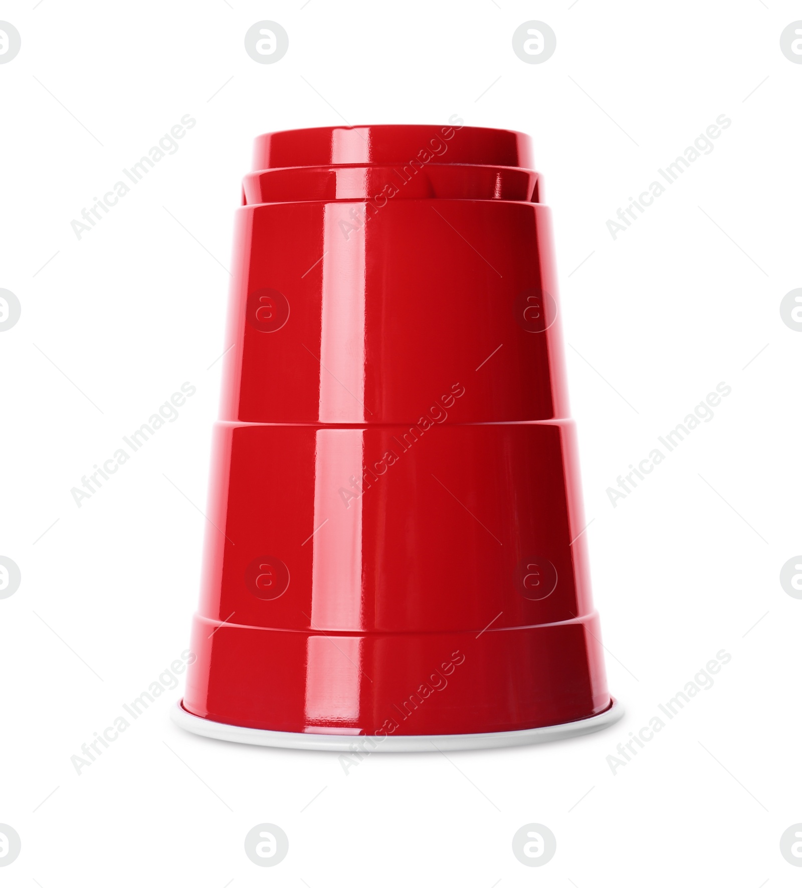 Photo of Red plastic cup isolated on white. Beer pong game