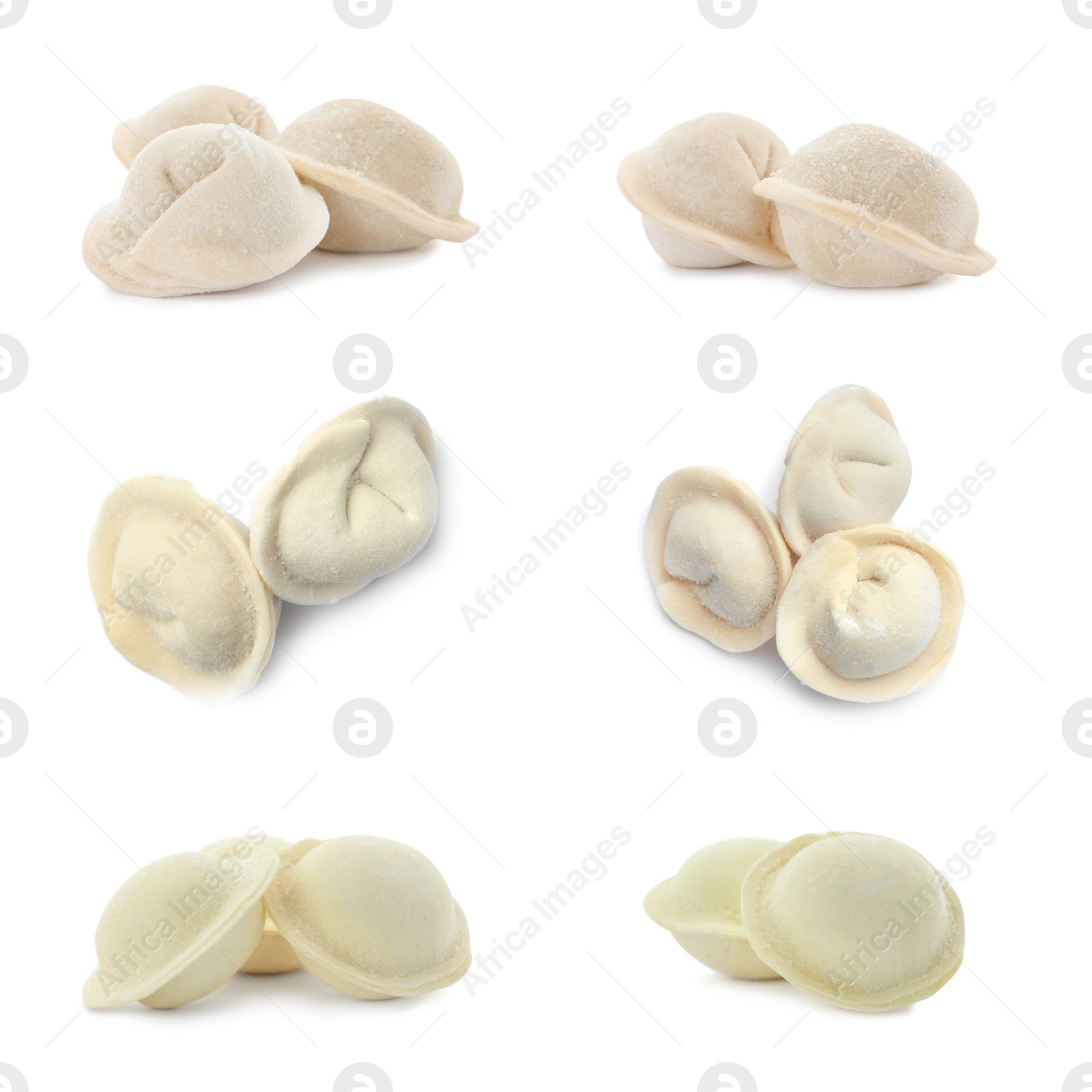 Image of Set of uncooked dumplings isolated on white