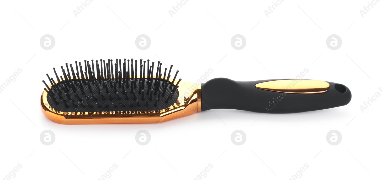 Photo of New modern hair brush isolated on white