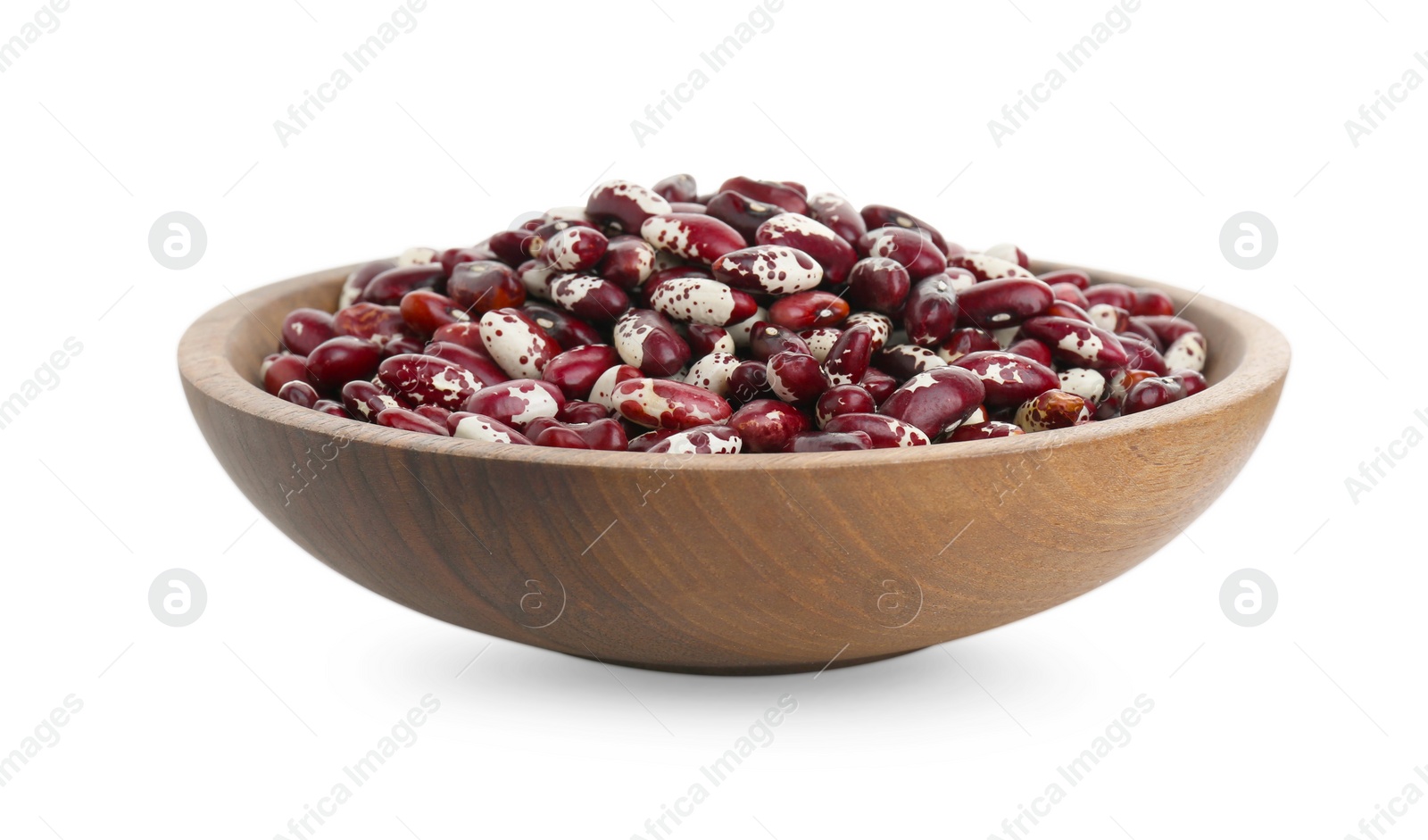 Photo of Bowl with dry kidney beans isolated on white