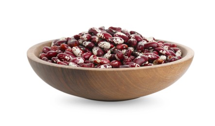 Photo of Bowl with dry kidney beans isolated on white