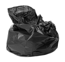 Photo of Trash bag full of garbage isolated on white