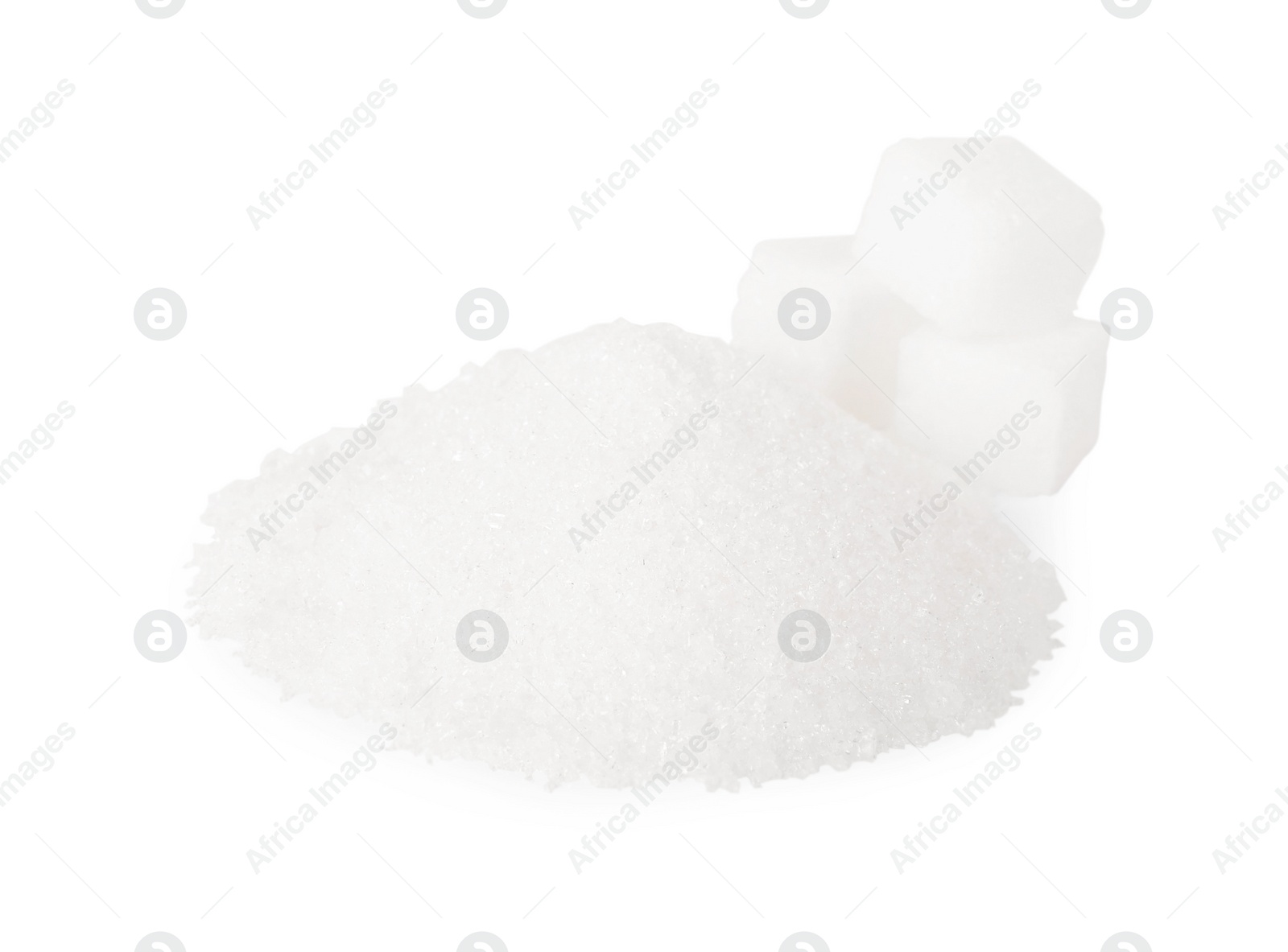 Photo of Different types of sugar isolated on white