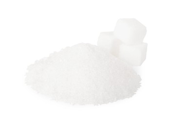 Different types of sugar isolated on white