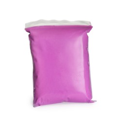 Photo of Package of purple play dough isolated on white