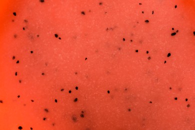 Photo of Body scrub as background, closeup. Cosmetic product