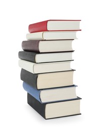 Photo of Stack of hardcover books isolated on white