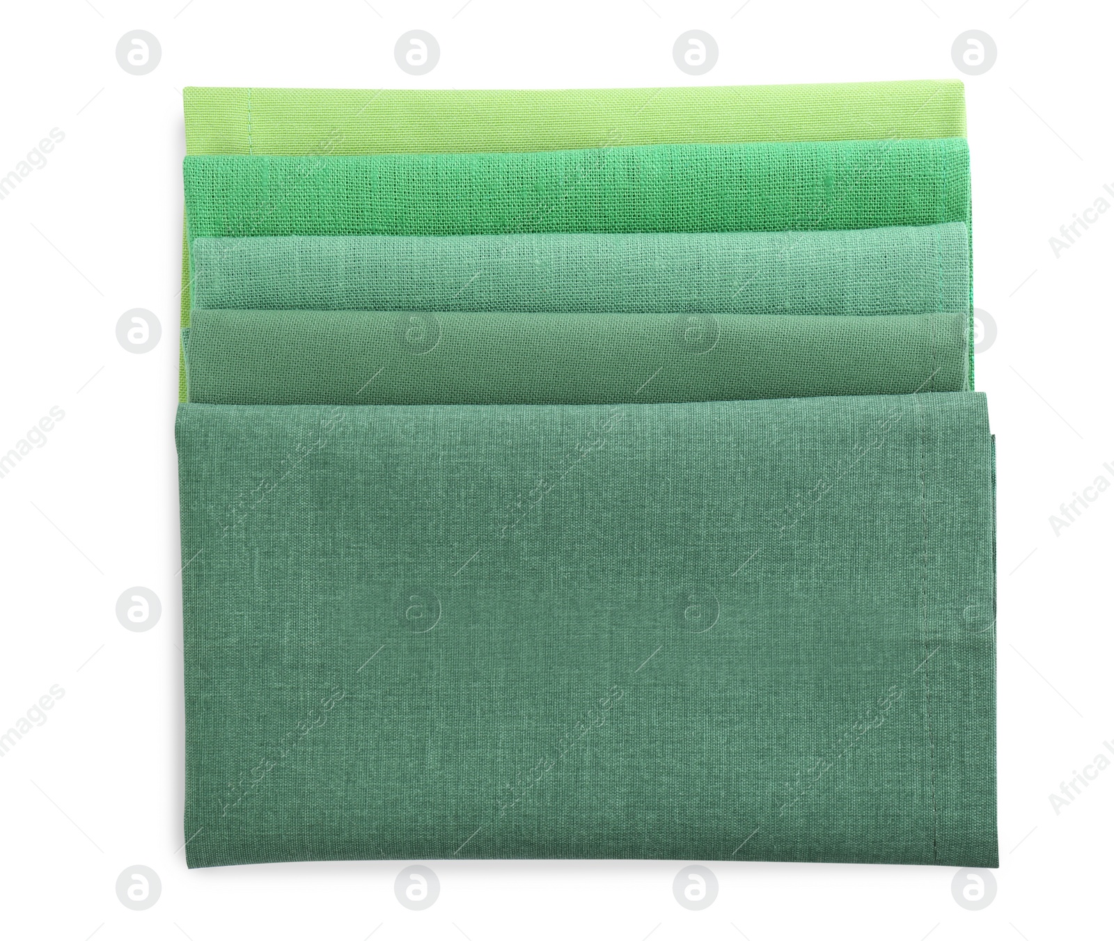 Photo of Many fabric napkins for table setting on white background, top view