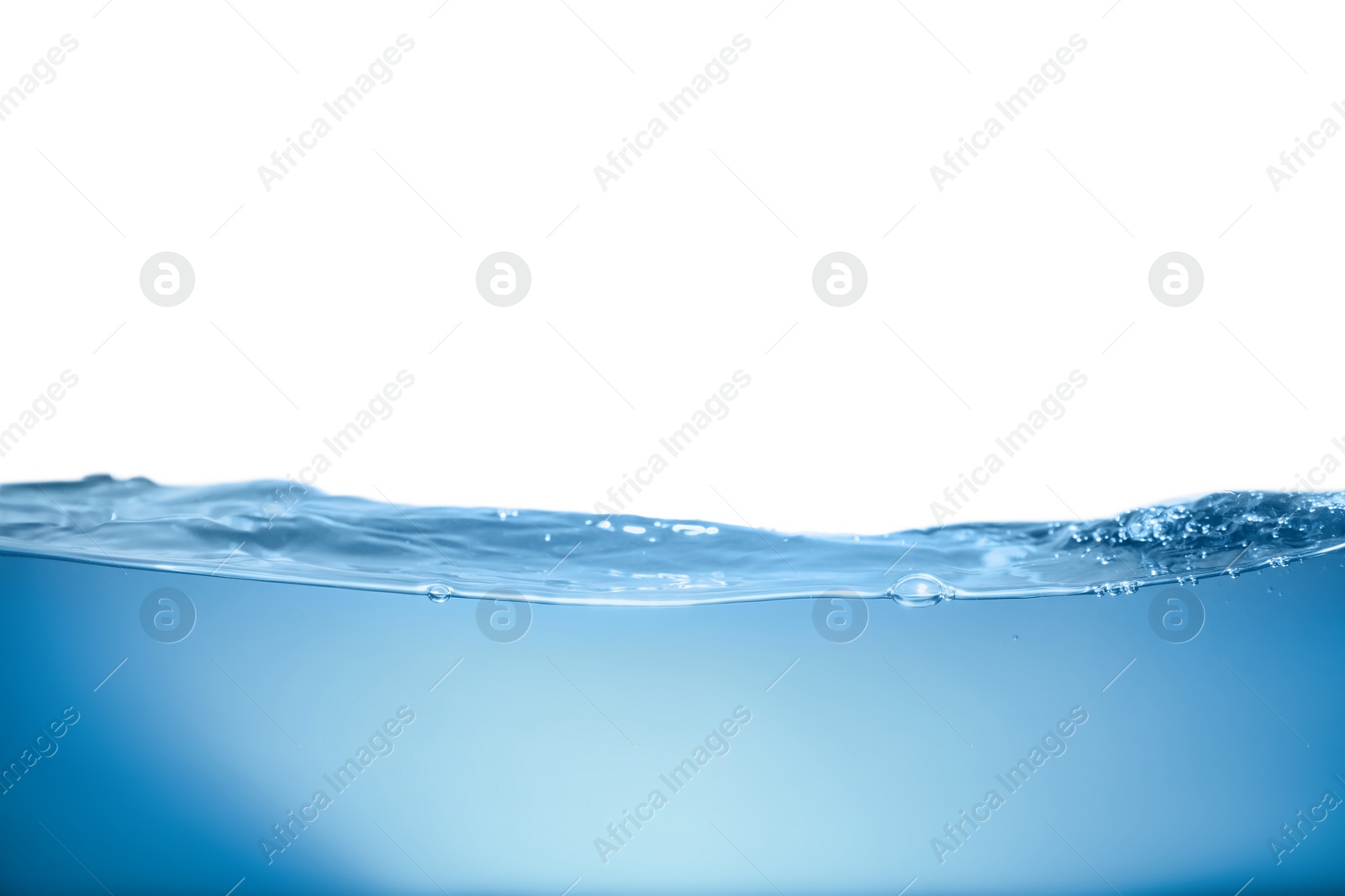 Photo of Clear blue water wave on white background