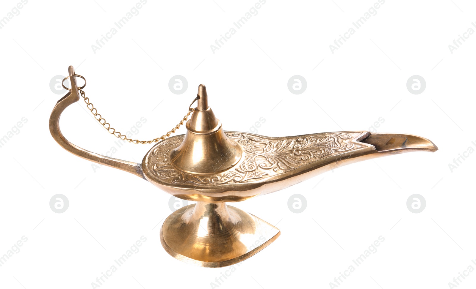 Photo of Aladdin lamp of wishes on white background