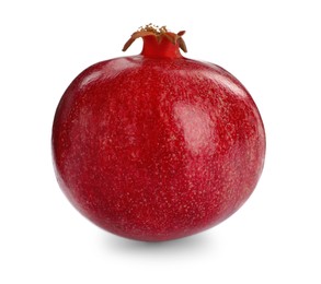 Photo of Fresh ripe pomegranate isolated on white. Exotic fruit