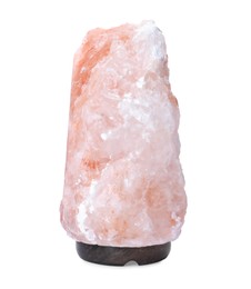 Photo of Pink Himalayan salt lamp isolated on white
