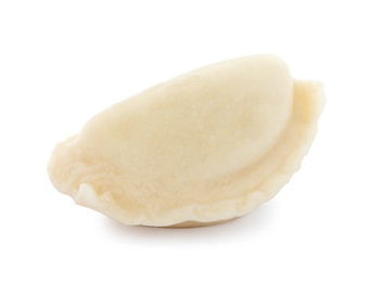 Photo of Boiled dumpling with tasty filling isolated on white