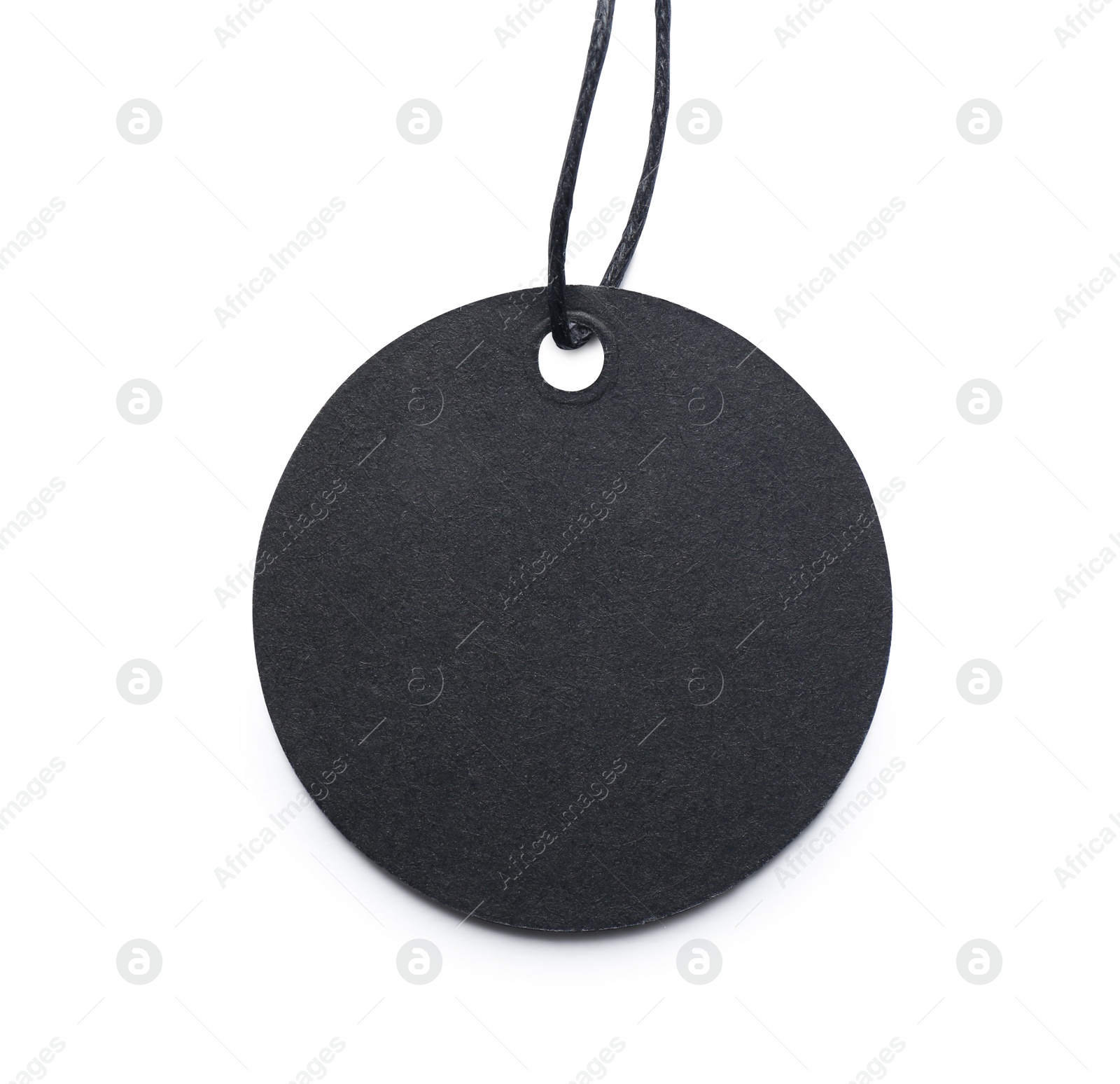 Photo of Circle shaped tag with space for text isolated on white, top view