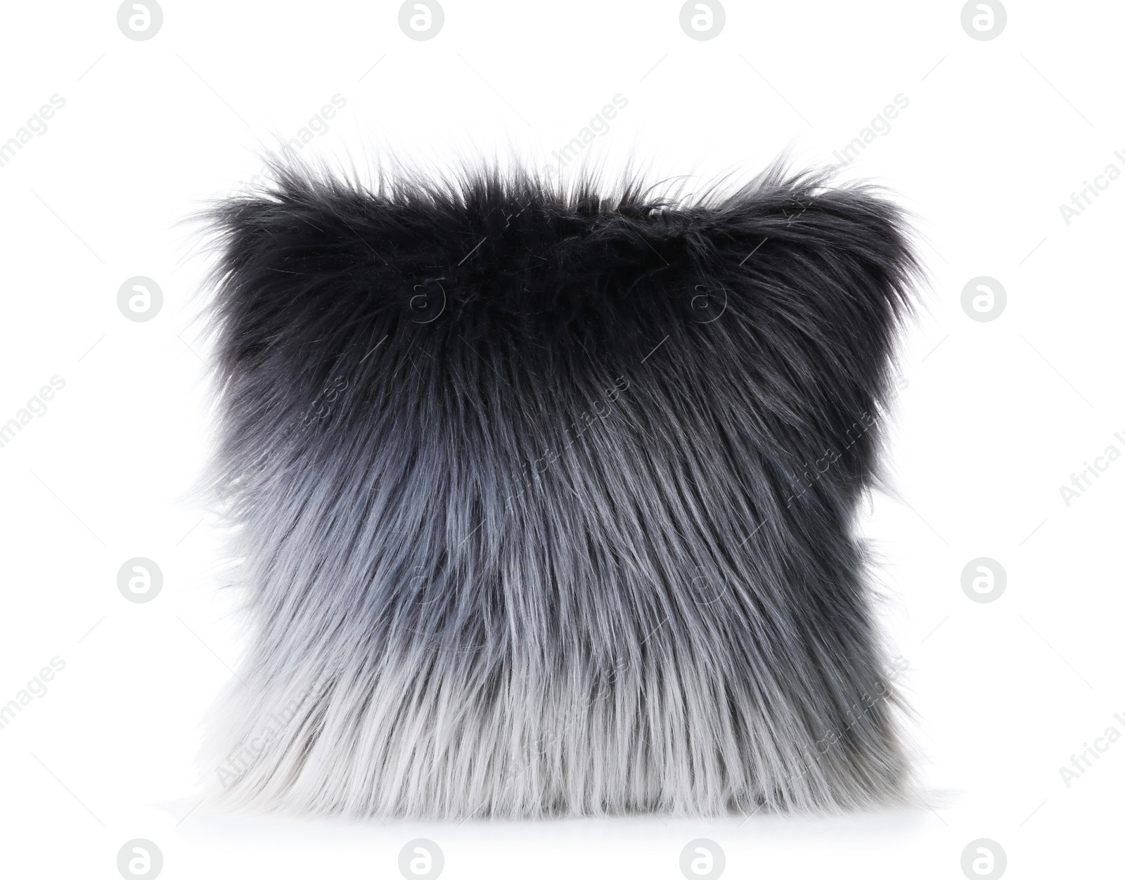 Photo of Fluffy decorative pillow on white background