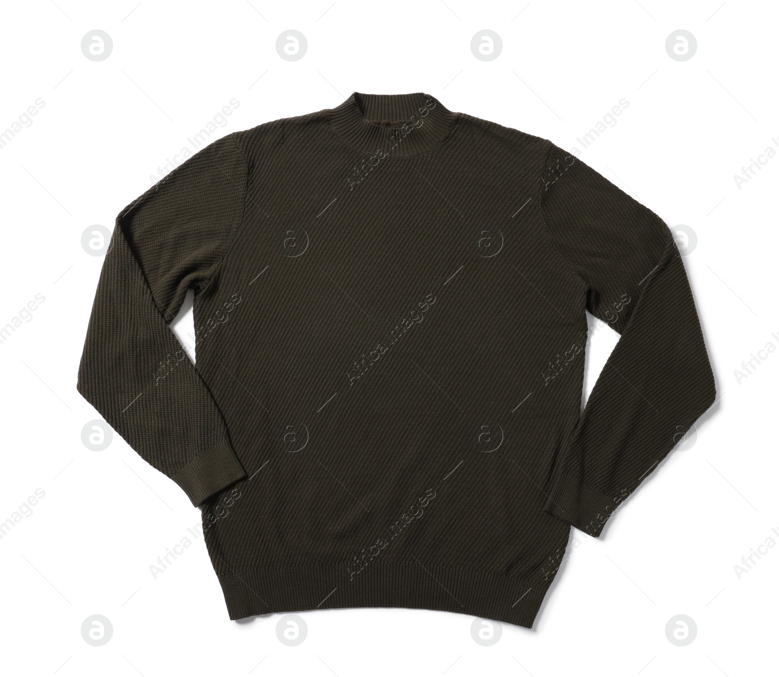Photo of Stylish casual sweater isolated on white, top view