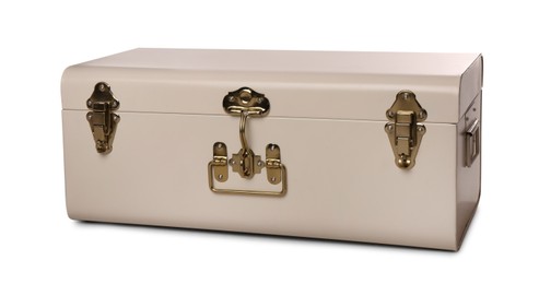 Photo of One stylish storage trunk isolated on white