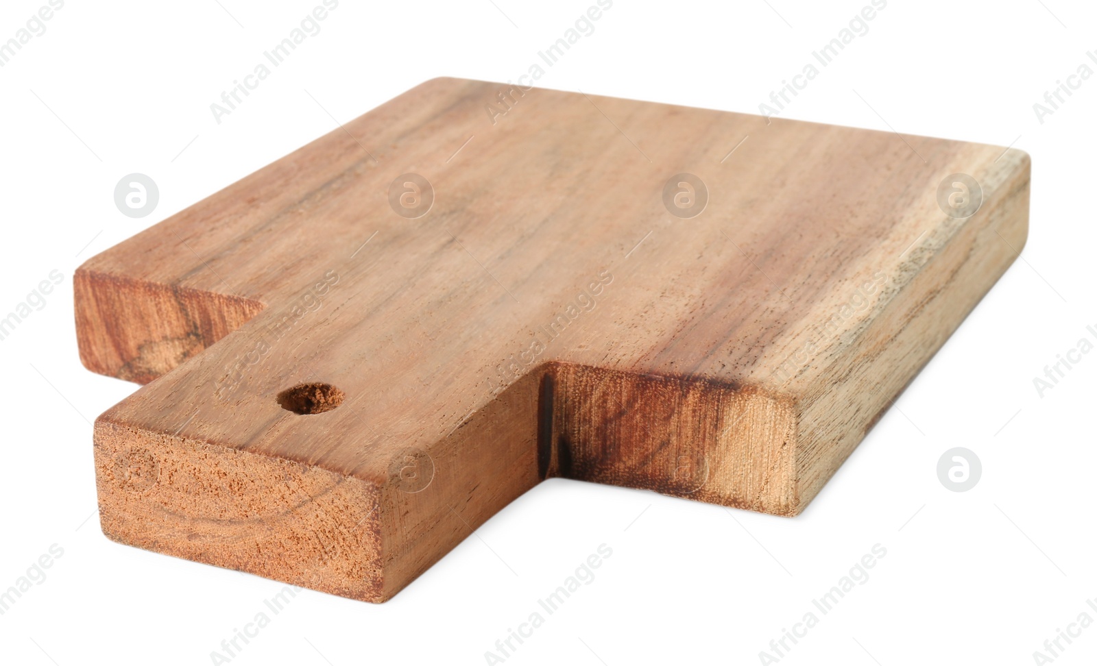 Photo of One wooden cutting board on white background