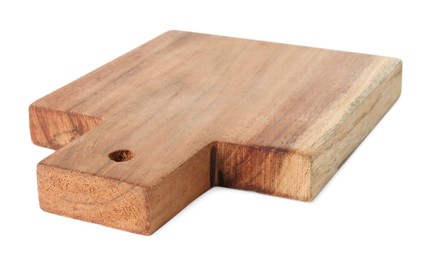 Photo of One wooden cutting board on white background