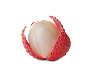 Whole ripe lychee fruit isolated on white