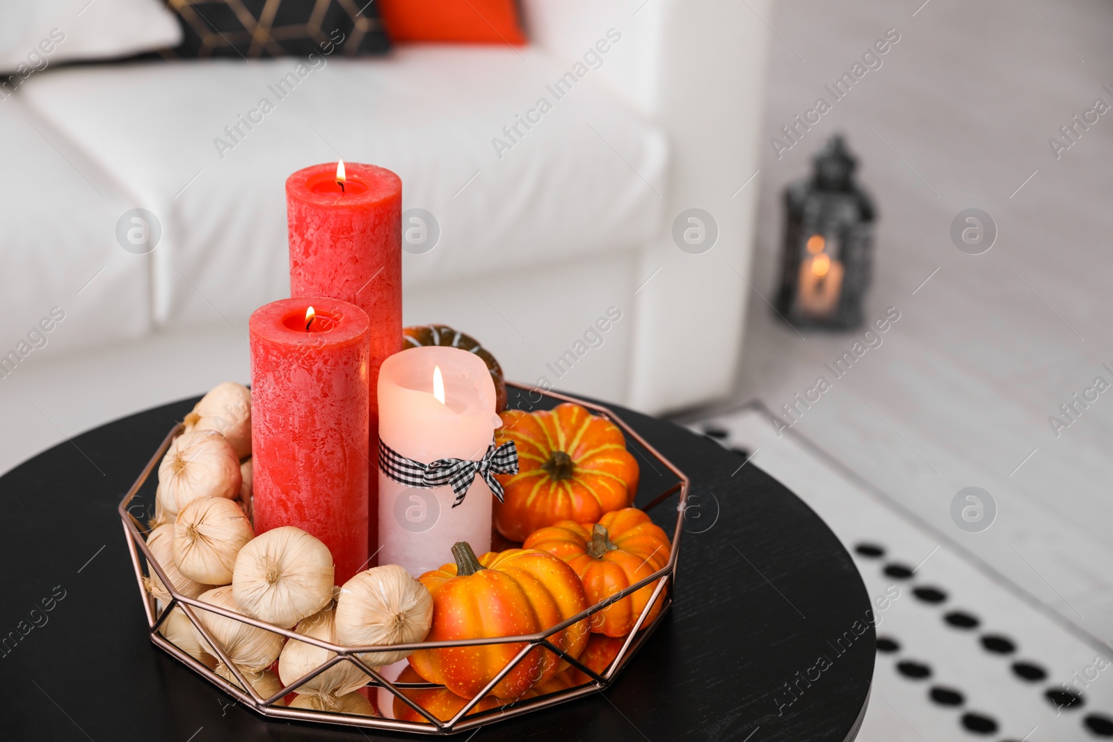 Photo of Halloween decor in room. Idea for festive interior