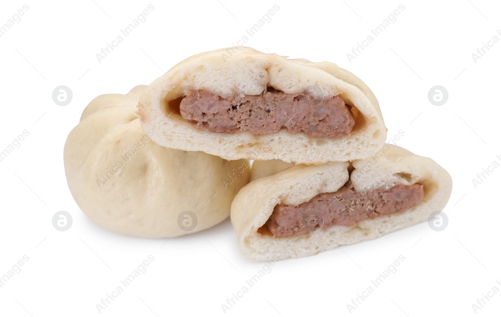 Photo of Delicious bao buns (baozi) isolated on white
