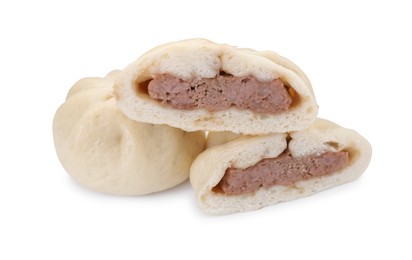 Delicious bao buns (baozi) isolated on white