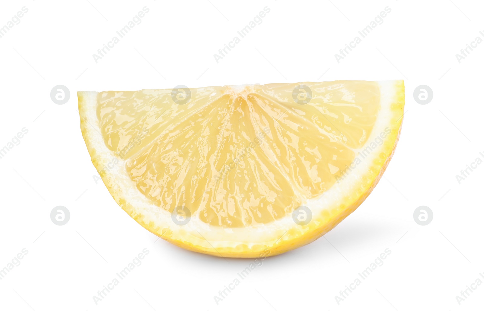 Photo of Citrus fruit. Slice of fresh lemon isolated on white