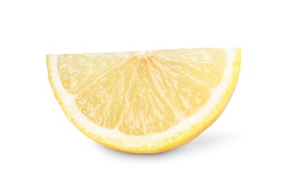 Photo of Citrus fruit. Slice of fresh lemon isolated on white