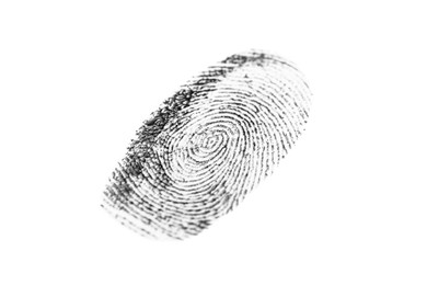 Black fingerprint made with ink on white background