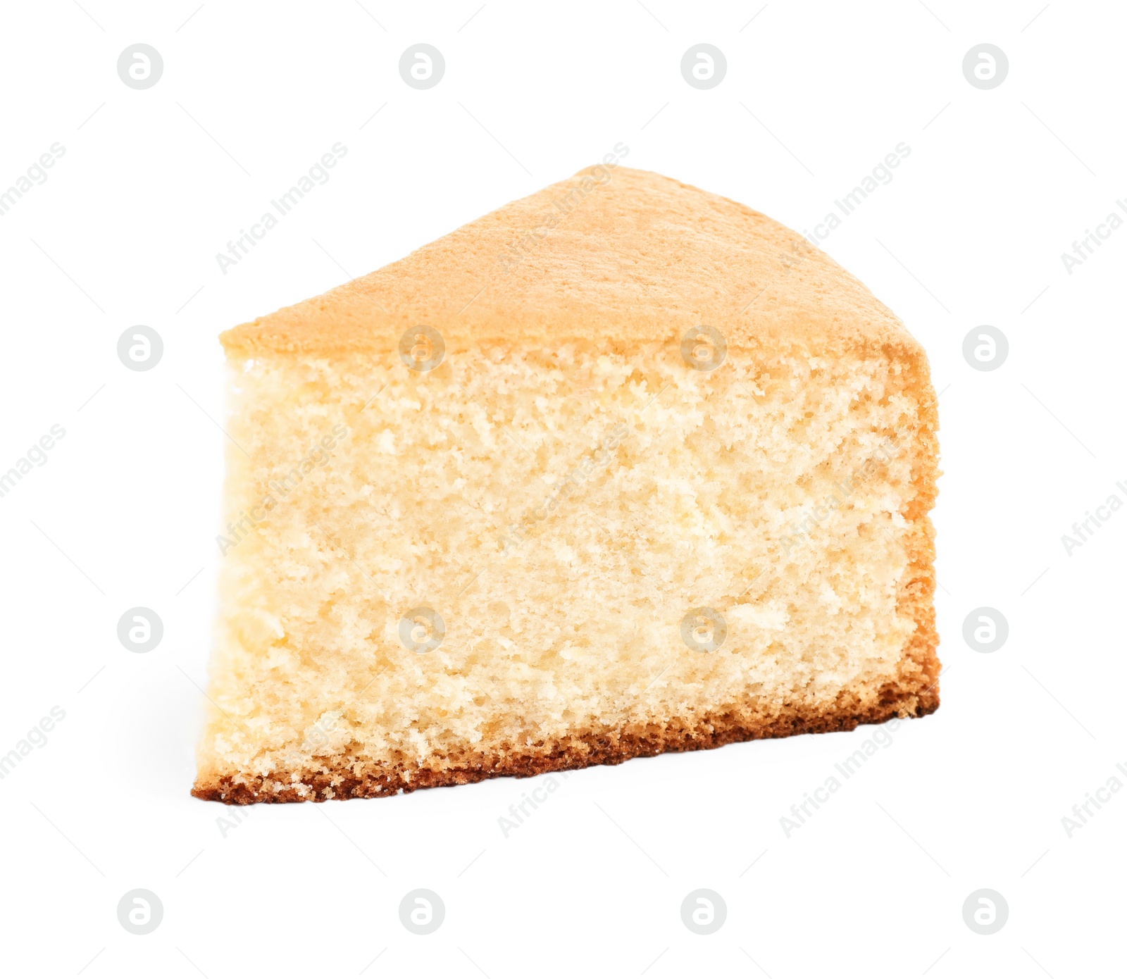 Photo of Piece of delicious fresh homemade cake on white background