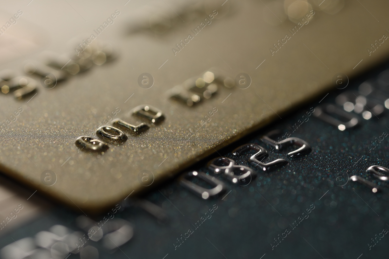 Photo of Two credit cards as background, macro view