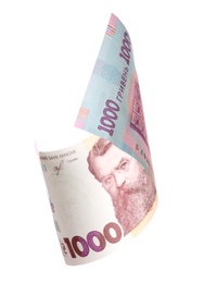 Photo of 1000 Ukrainian Hryvnia banknote on white background