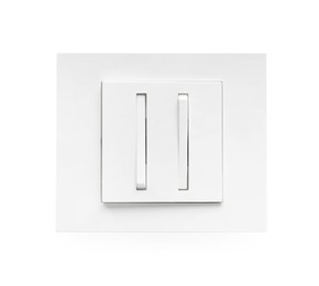 Photo of Light switch isolated on white, top view