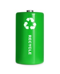 Battery with recycle symbol isolated on white