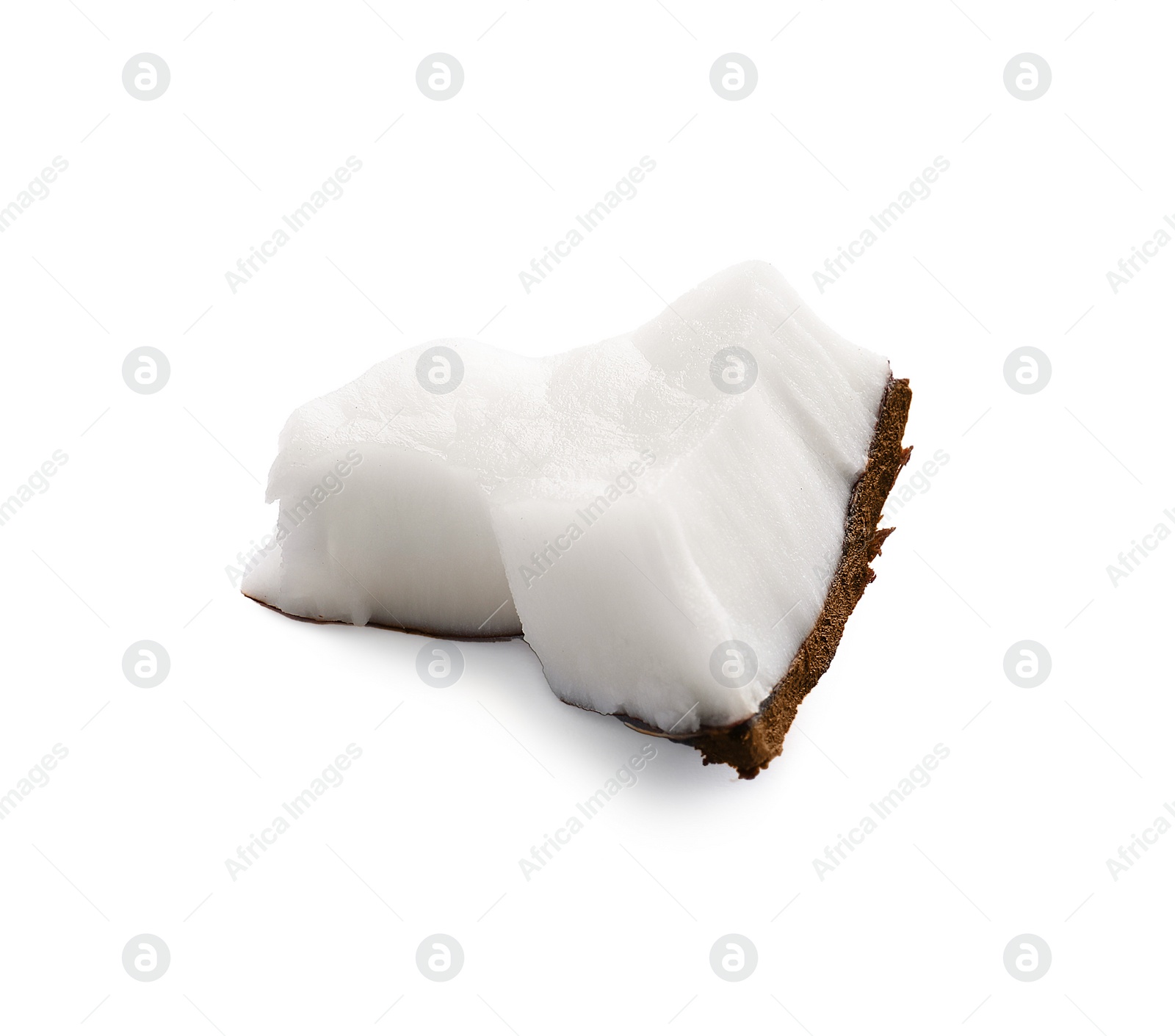 Photo of Piece of fresh ripe coconut isolated on white