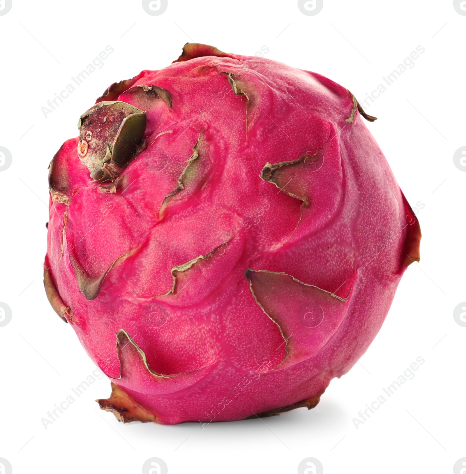 Photo of Delicious pink dragon fruit (pitahaya) isolated on white