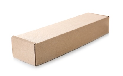 Cardboard box on white background