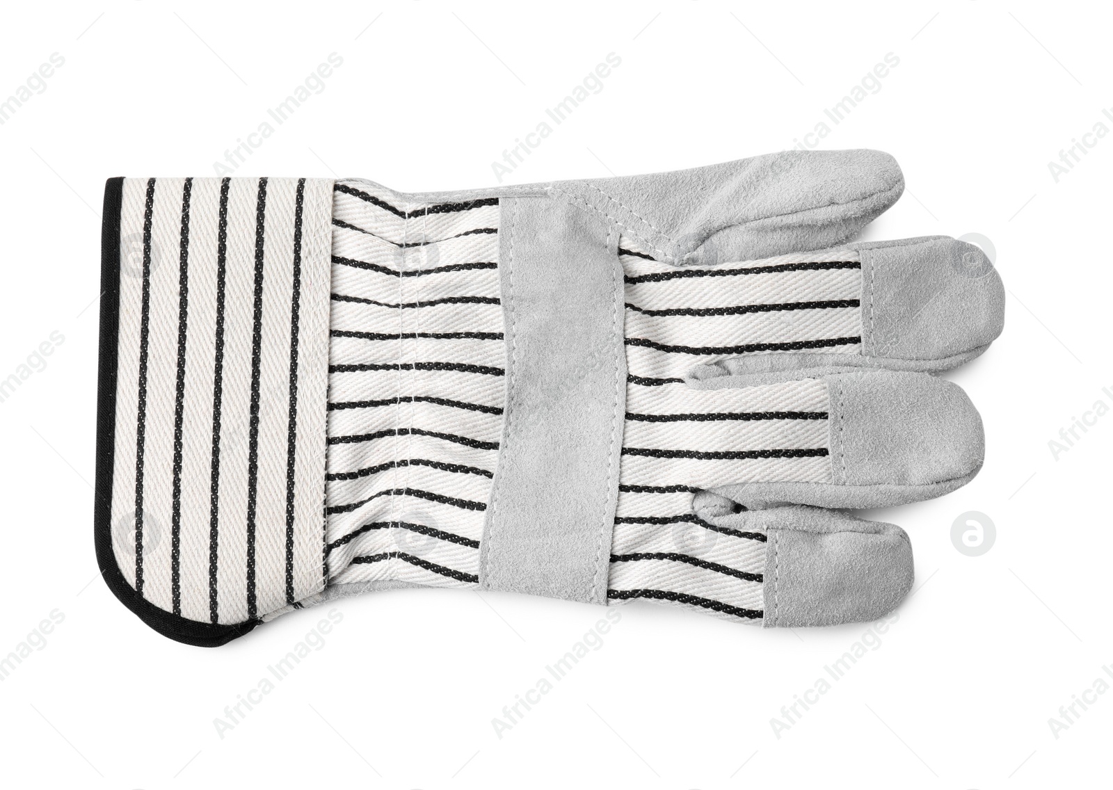 Photo of One color gardening glove isolated on white, top view