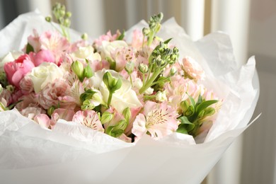 Beautiful bouquet of fresh flowers, closeup view